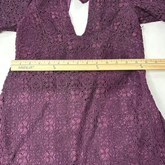 Free People Honey Honey Lace Mini Dress Size 2 Open Back Potent Purple - Picture 10 of 13